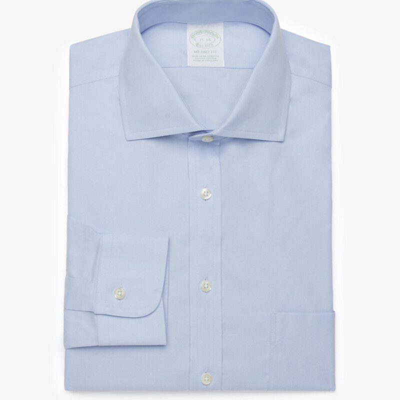 Brooks Brothers Camicia Blu Pastello Slim Fit Non-Iron in cotone stretch con collo semi francese - male Camicie eleganti Blu Pastello 16H