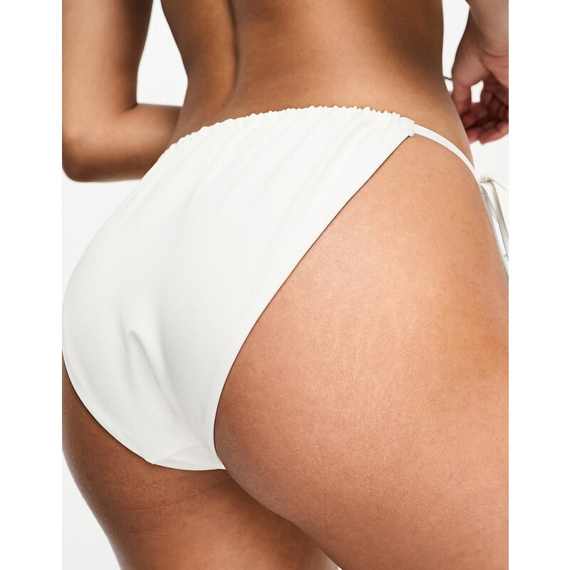 ASYOU - Slip bikini mix & match bianchi arricciati con allacciatura laterale-Bianco