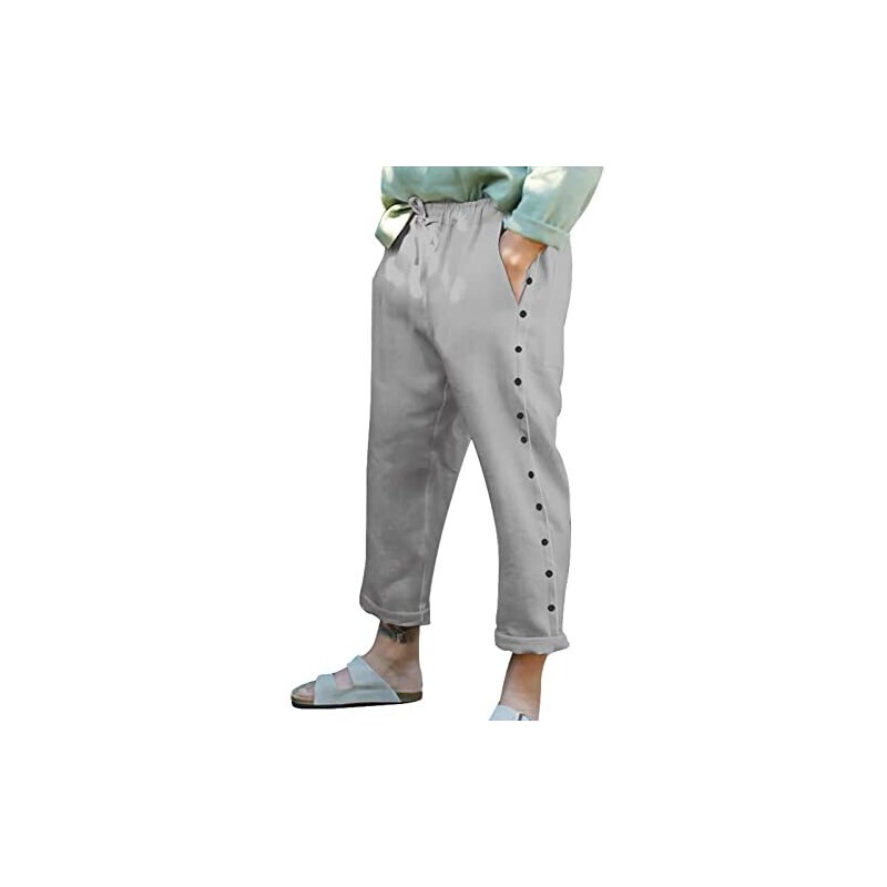Pantaloni Da Riabilitazione Uomo Con Apertura Laterale A Cerniera – Jogging In Cotone/poliestere, Vita Elastica, Tasche Profonde, Taglia Comoda