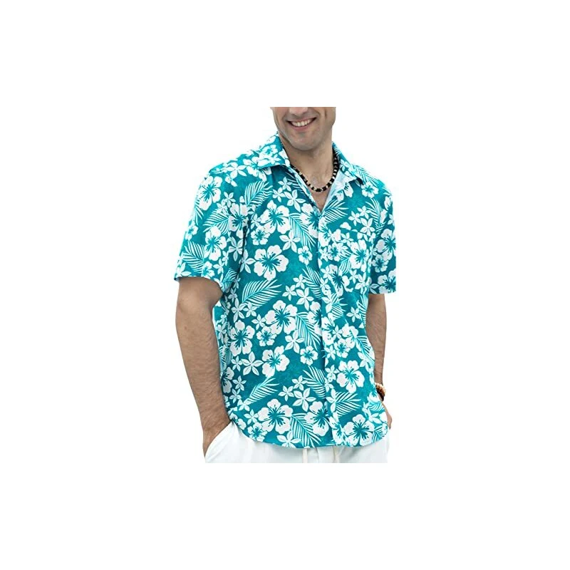 Janmid Camicia Hawaiana Uomo Floreale Maniche Corte Con Tasca – Leggera In Cotone E Lino – Spiaggia E Tempo Libero - 3