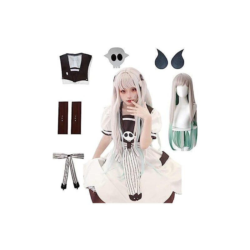 Rcrllya Anime Hanako Kun Cosplay Set completo uniforme con cappello Nene  Yashiro Cosplay Halloween Gioco di ruolo e parrucca (Parrucca +Nene  Yashiro,XL) 