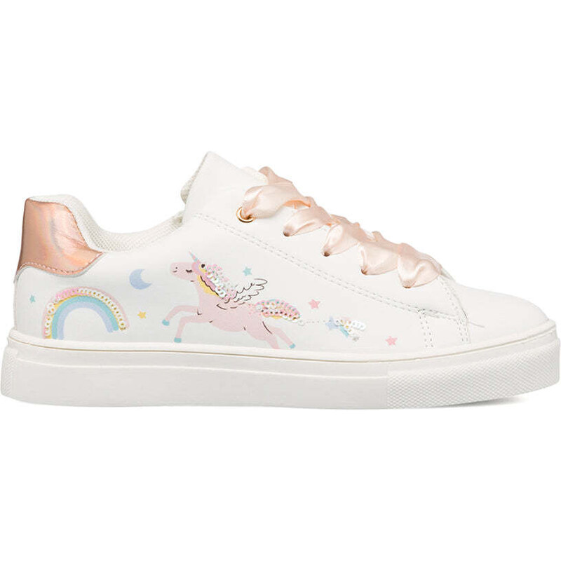 Sneakers bianche da bambina con unicorno Le scarpe di Alice