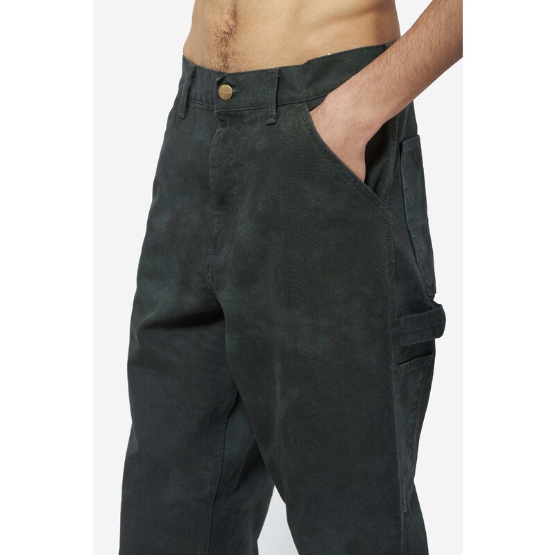Carhartt WIP Pantalone SINGLE KNEE CHROMO in cotone verde