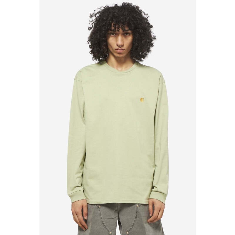 Carhartt WIP T-shirts a Manica Lunga CHASE in cotone verde