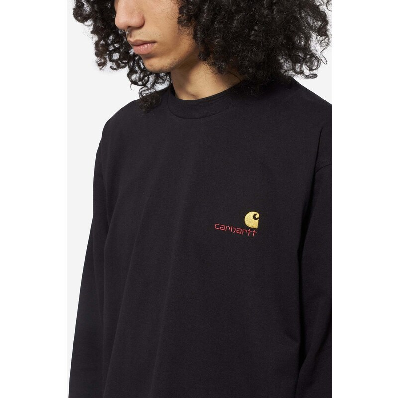 Carhartt WIP T-shirts a Manica Lunga LS AMERICAN SCRIPT in cotone nero