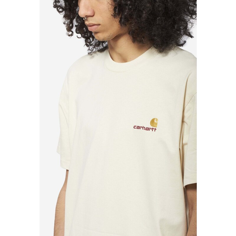 Carhartt WIP T-Shirt SS AMERICAN SCRIPT in cotone crema