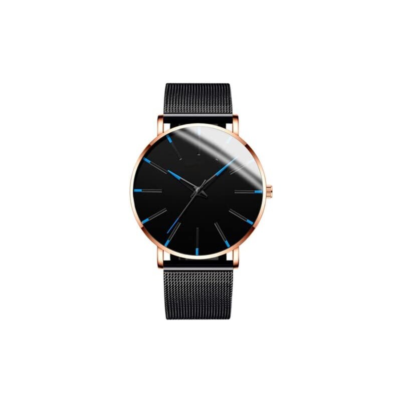 Generic Orologio da Uomo Ultra Sottile Orologio da Polso analogico al Quarzo Semplice Cinturino in Maglia di Acciaio Inossidabile