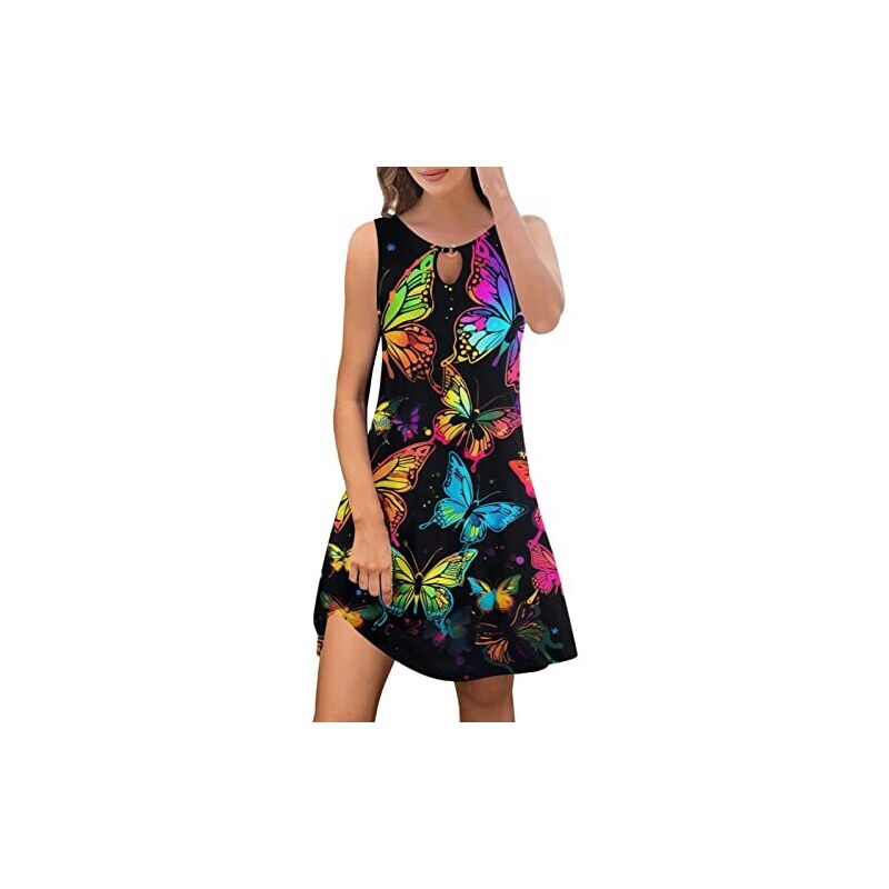 Vestito Donna Elegante Con Paillettes Ever-Pretty | Midi Scollo A V Senza Maniche | Abito Da Cerimonia, Damigella O Serata EG02117