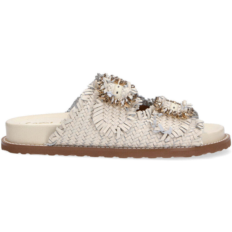 Coral Blue ciabatta pelle intrecciata bianco panna