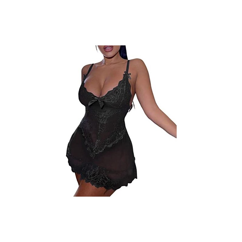 Coordinato Intimo Donna Canotta Spalla Larga E Slip In Pizzo Nero - Foto 9