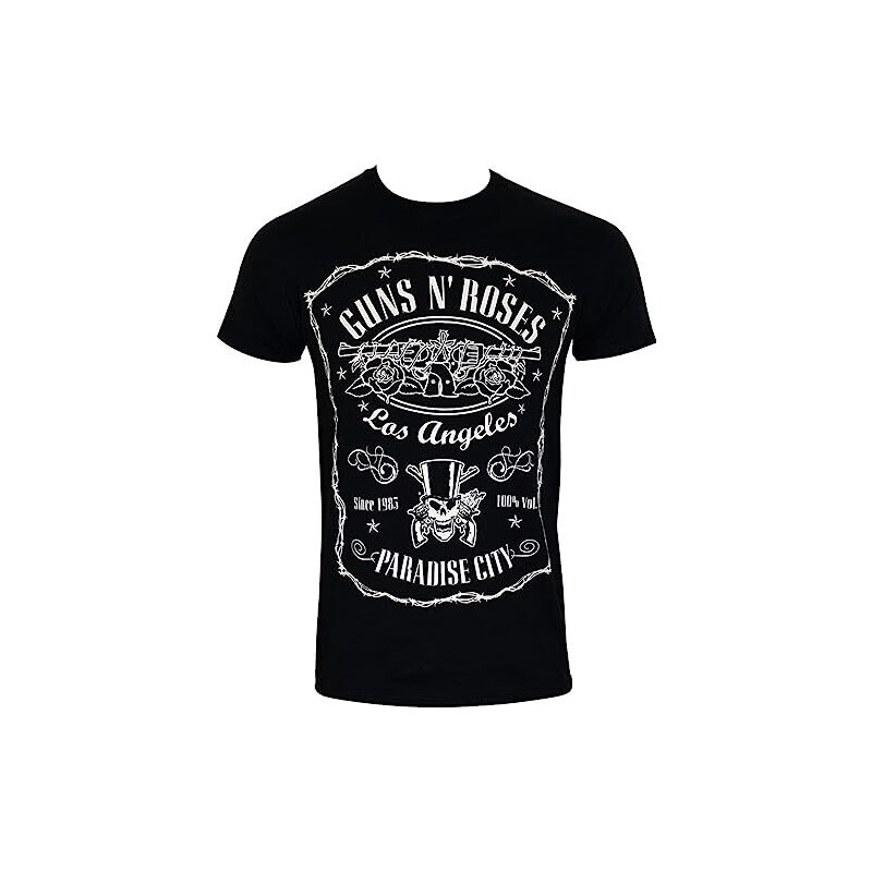 T-shirt Officiel Guns N' Roses 'Paradise City' - Noir, Neuf Avec étiquette, 100% Coton