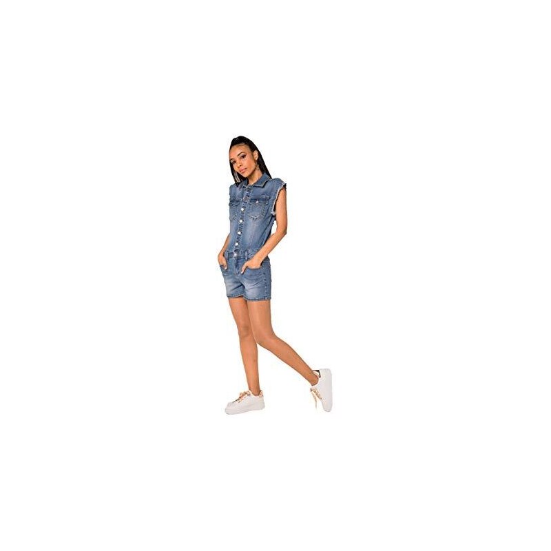 Salopette Corta In Denim Donna - Tuta Jeans Estiva Con Pettorina, Elegante E Sexy, Streetwear Moderno