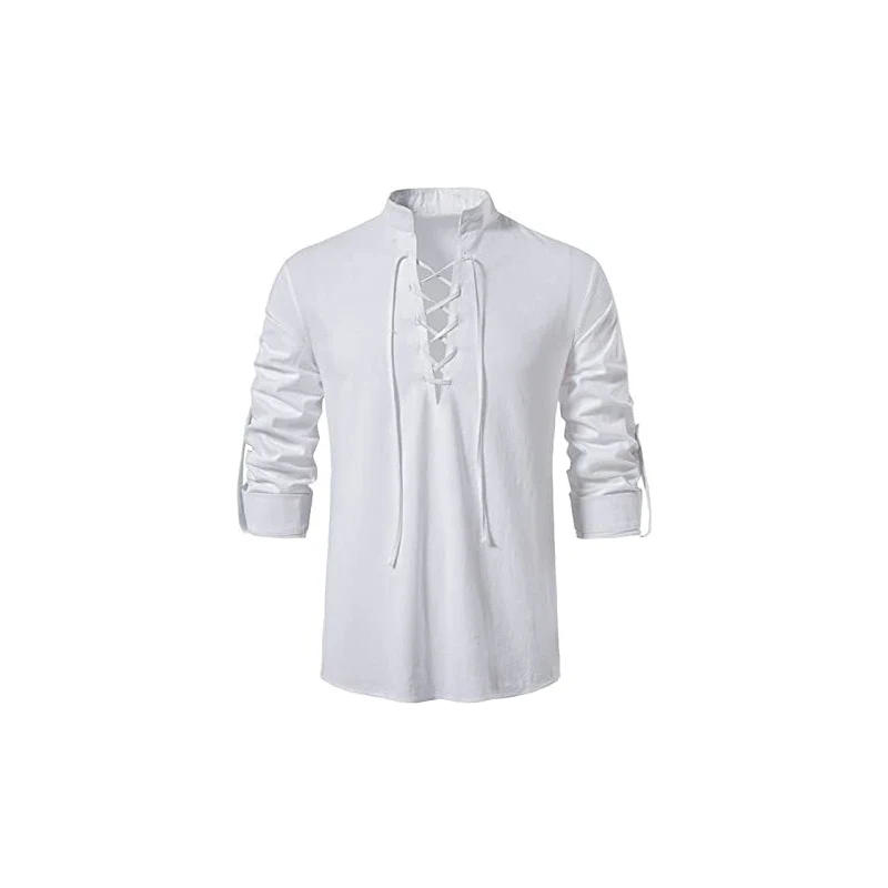FRAUIT Camicia Uomo Lino Spiaggia Camicia Coreana Uomini T Shirt Strane Estive Camicie Colletto Coreano Maniche Corte Camicia Ragazzo Manica Corta Elegante Canotta Bodybuilding 106062029 - 5