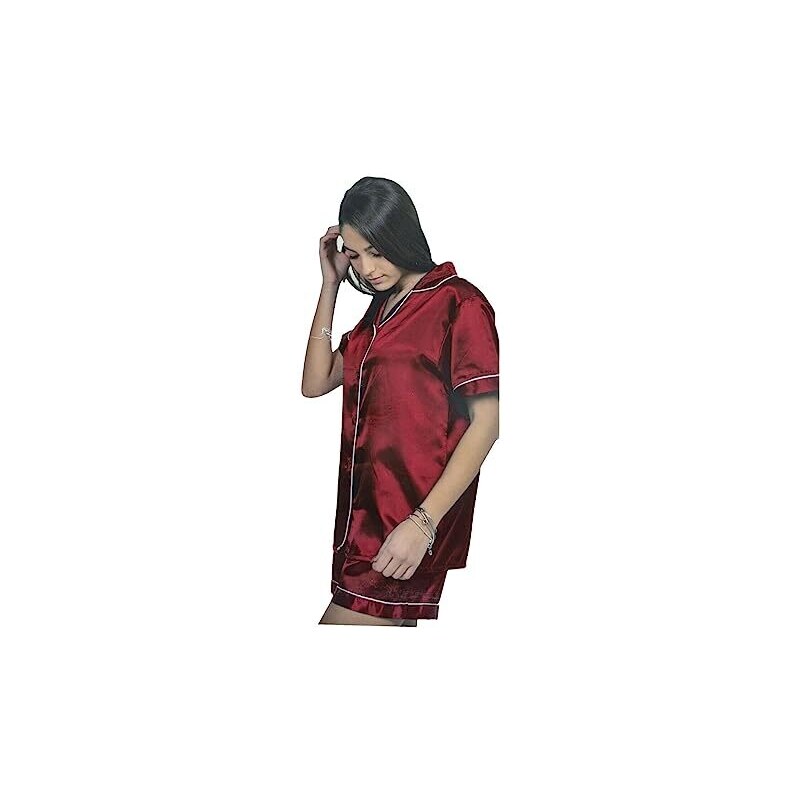 TRAMAS+ Pigiama Estivo Donna In Raso, Set Con Canotta E Pantaloncini, Morbido E Fresco, Taglie S-XL