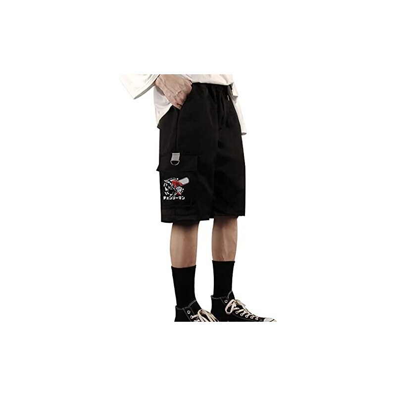 MAMUN Kickers Anime Pantaloncini Da Calcio, Bianco Con Strisce Rosse E Blu, Vita Elastica
