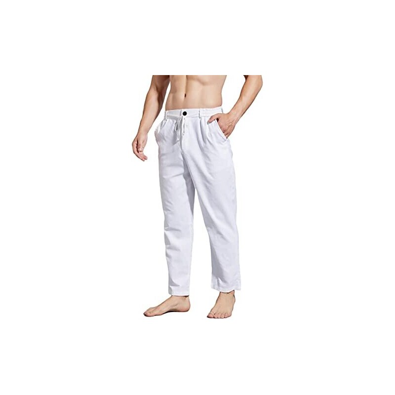 Pantaloni Lino Uomo TONY BACKER - Leggeri, Estivi, Con Coulisse In Vita F7221 - Foto 2