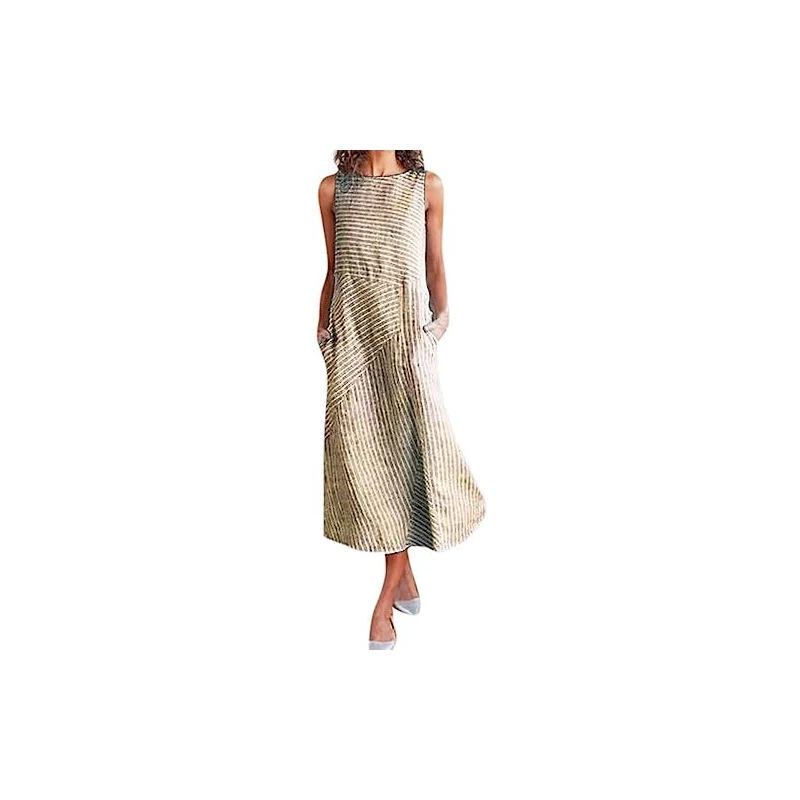 SweatyRocks Abito Estivo Donna A Tunica - Corto, Senza Maniche, Stampa Floreale, Vita Alta, Lunghezza Al Ginocchio, Per Spiaggia E Tempo Libero