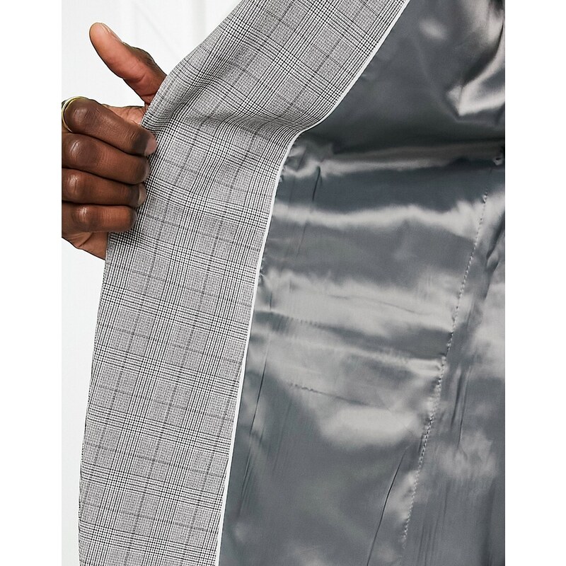 Selected Homme - Giacca da abito slim color grigio chiaro a quadri