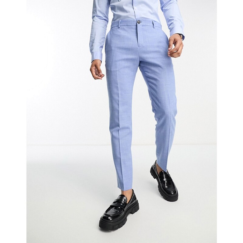 Selected Homme - Pantaloni da abito in misto lino azzurri-Blu