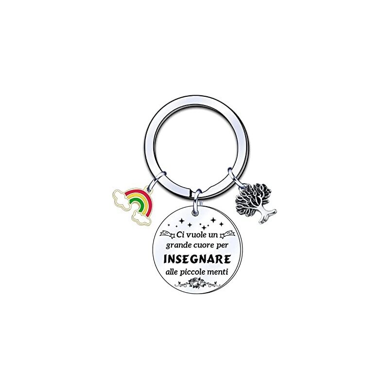 Portachiavi Regalo Per Maestra 'Grazie Per L'Avventura' - In Acciaio Inox, Con Ciondolo - Idea Regalo Natale O Fine Anno