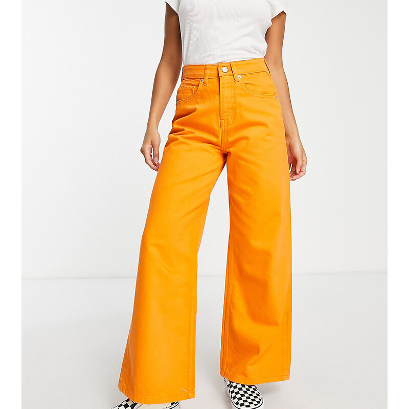 Don't Think Twice DTT Petite - Jeans a fondo ampio arancioni a vita alta-Arancione