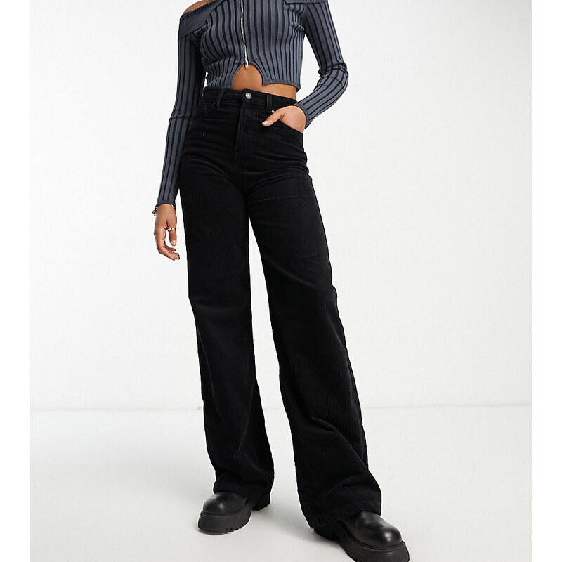 WJANYHN Pantaloni Larghi in Velluto a Coste da Donna Larghi a Vita Alta con Drappeggio Pantaloni
