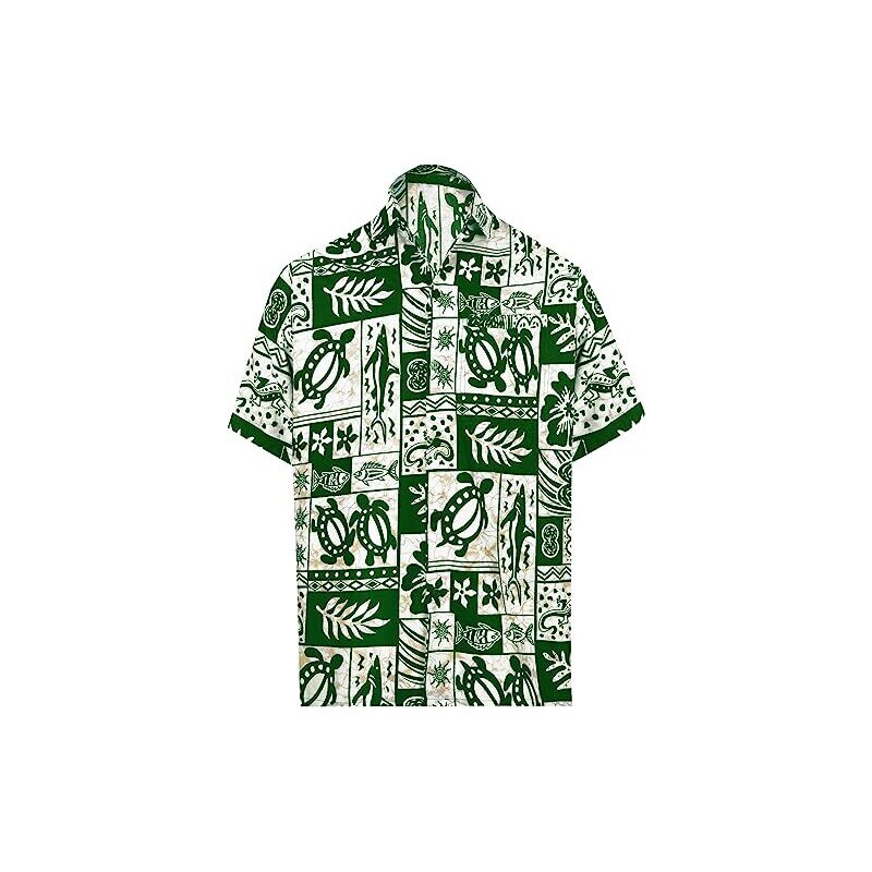 Vnurnrn Camicia Hawaiana Con Foglie Di Palma Verde Tropicale Per - Foto 4