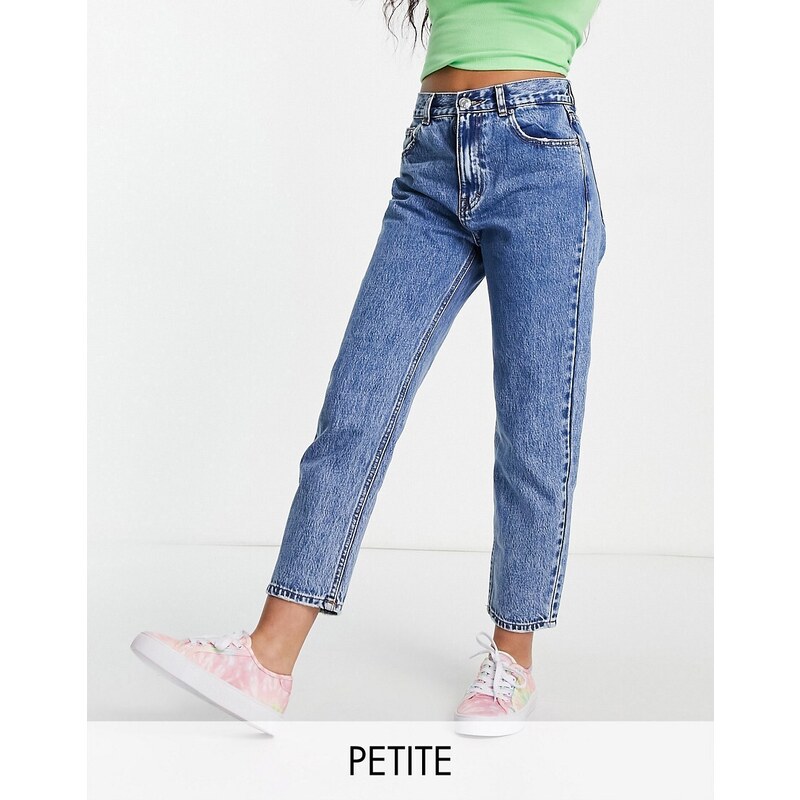 Pull&Bear Petite - Mom jeans a vita media blu medio