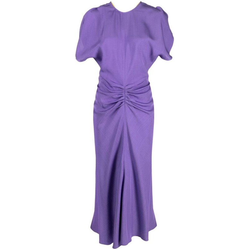 Victoria Beckham Abito midi con arricciatura Viola