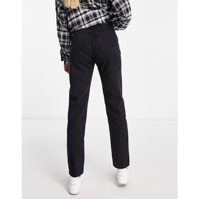 Pull&Bear Tall - Mom jeans a vita alta neri-Nero