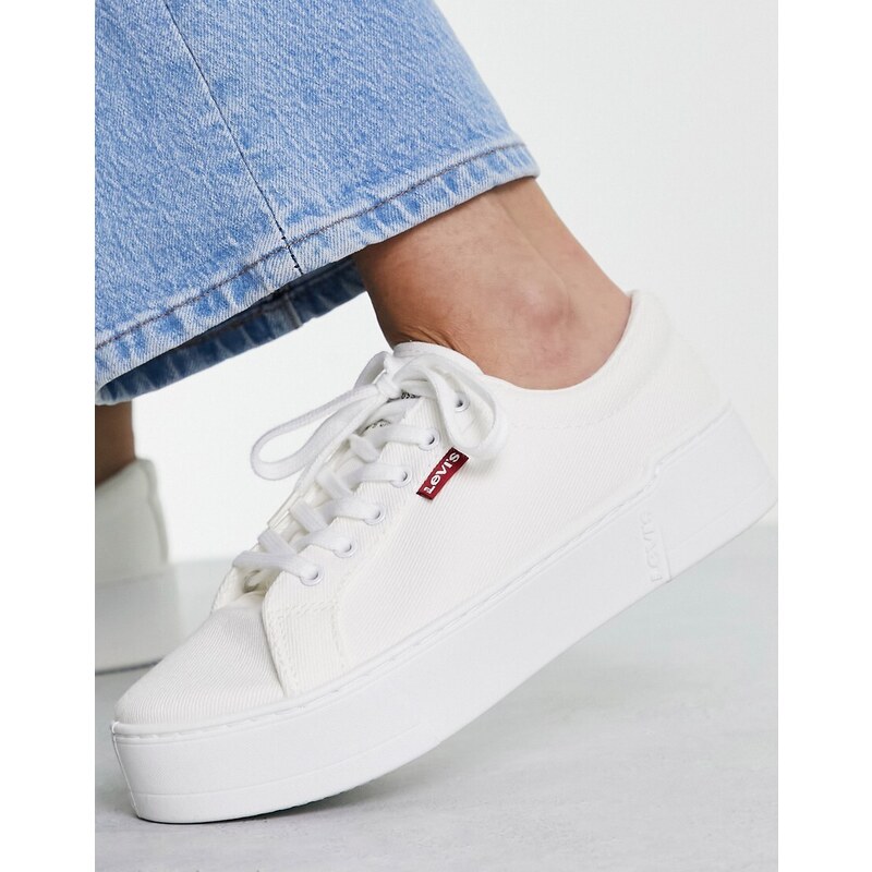 Levi's - Tijuana - Sneakers bianche con logo piccolo e suola flatform-Bianco