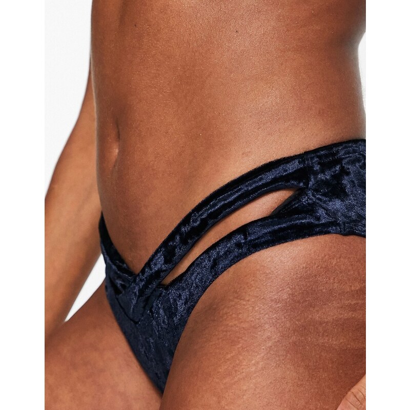 Sunseeker - Slip bikini in velluto blu impero-Blu navy