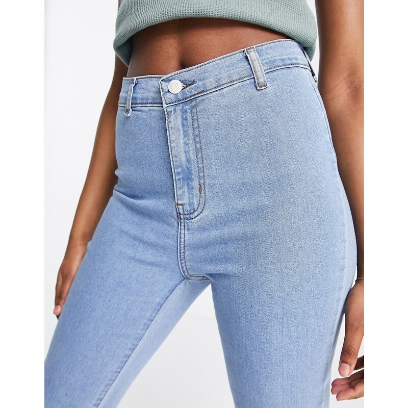 Don't Think Twice - Chloe - Jeans skinny elasticizzati a vita alta stile disco, lavaggio azzurro-Blu