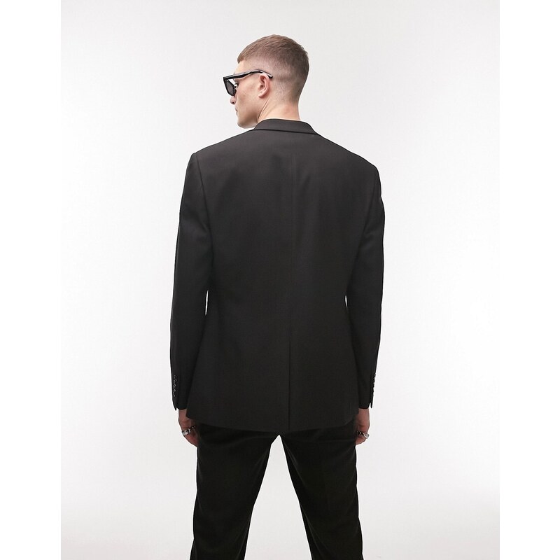 Topman - Pantaloni da abito slim elasticizzati testurizzati neri-Nero