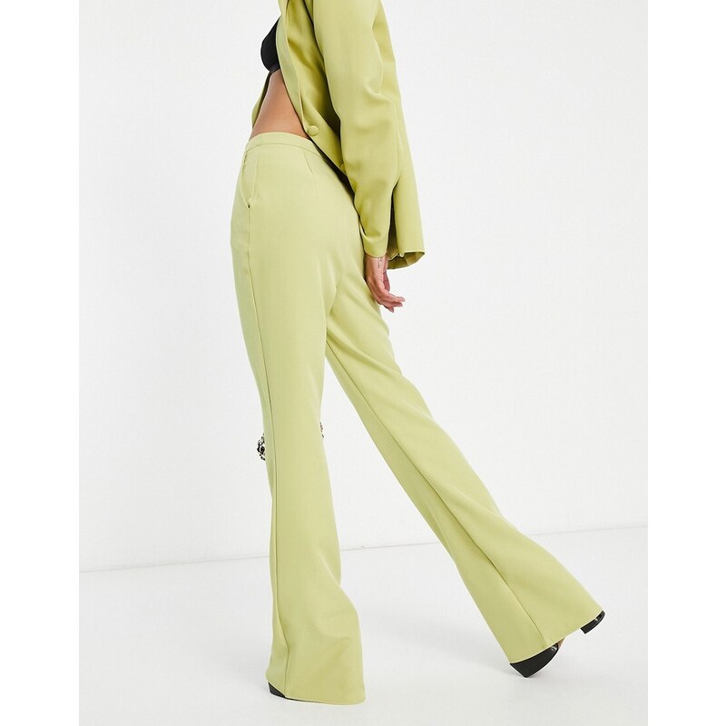 Missguided Tall - Pantaloni sartoriali con vita bassa, colore lime-Verde