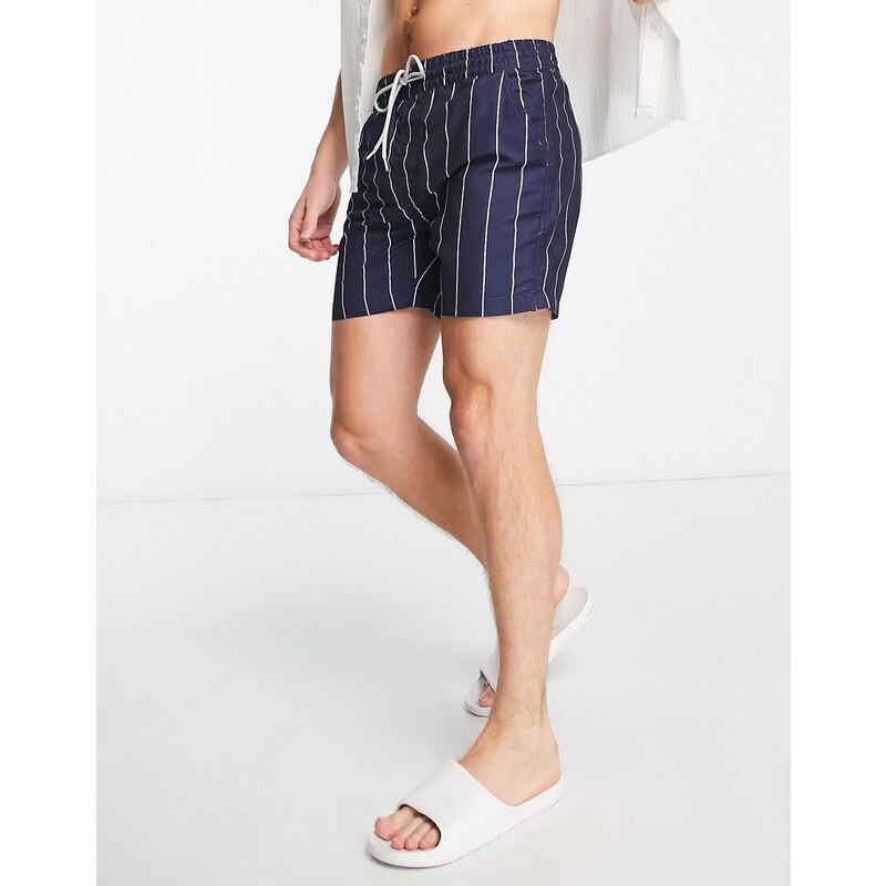Threadbare - Candi - Pantaloncini da bagno blu navy e bianchi a righe