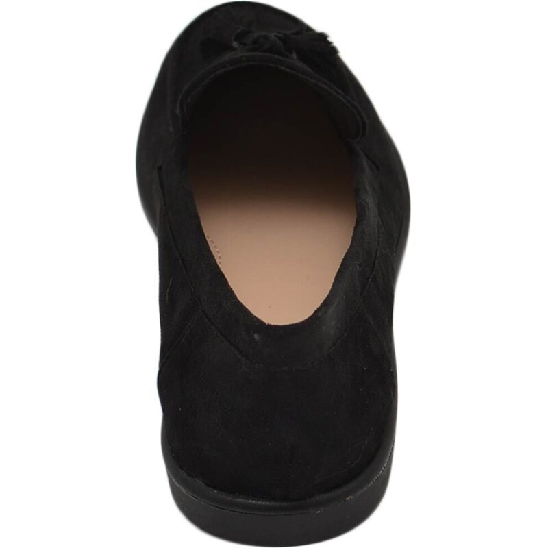 Malu Shoes Mocassino donna pantofola con pappina in camoscio nero suola in gomma moda