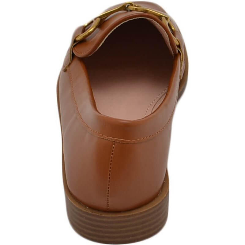 Malu Shoes Mocassino donna pantofola in pelle cuoio con morsetto dorato suola in gomma antiscivolo