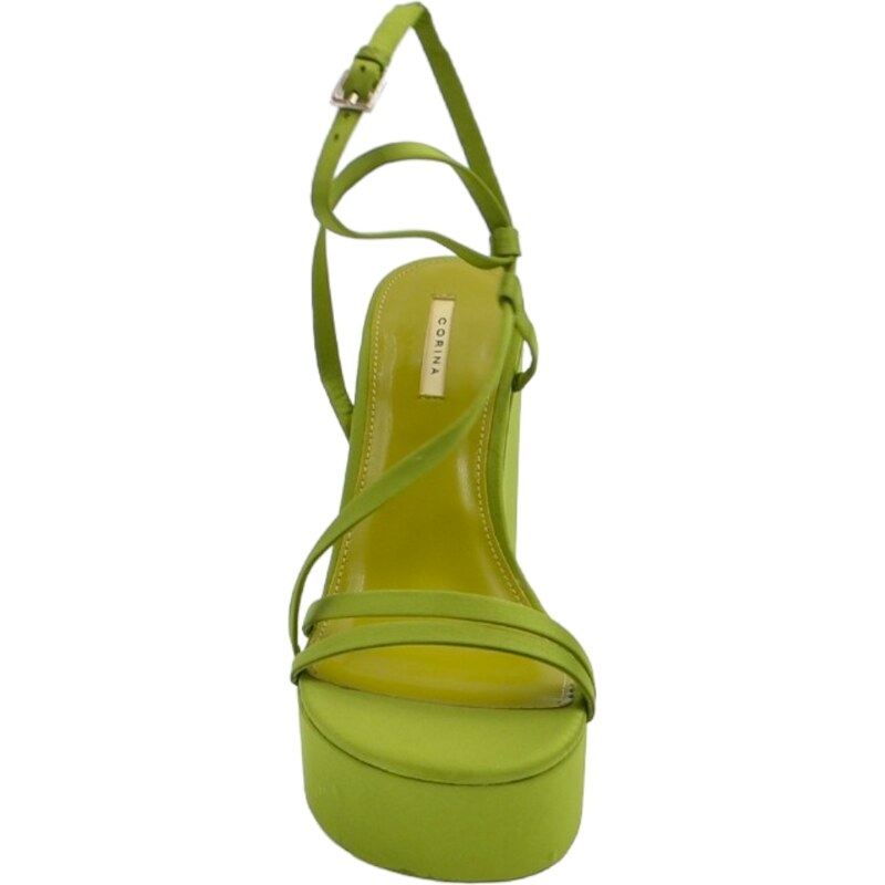 Malu Shoes Zeppa donna verde in pelle chiusura alla caviglia fondo tono su tono asimmetrico platform zeppa 10cm plateau 3cm