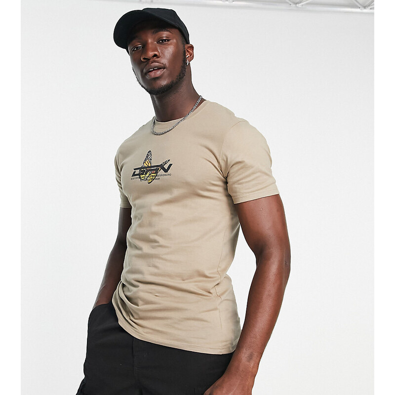 Good For Nothing Tall - T-shirt oversize color pietra con stampa grafica con farfalla-Neutro