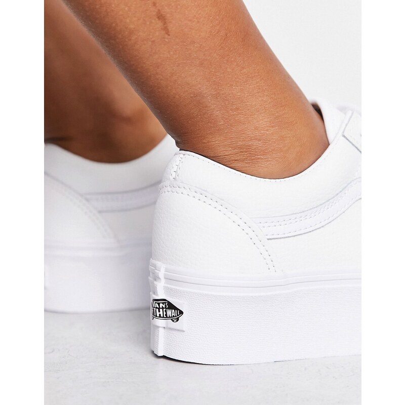 Vans - UA Old Skool Stackform - Sneakers in pelle triplo bianco - In esclusiva per ASOS