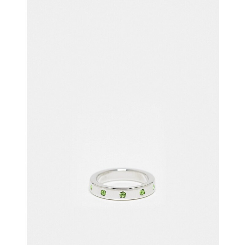 Whistles - Confezione da 1 anello argentato con pietre verde smeraldo