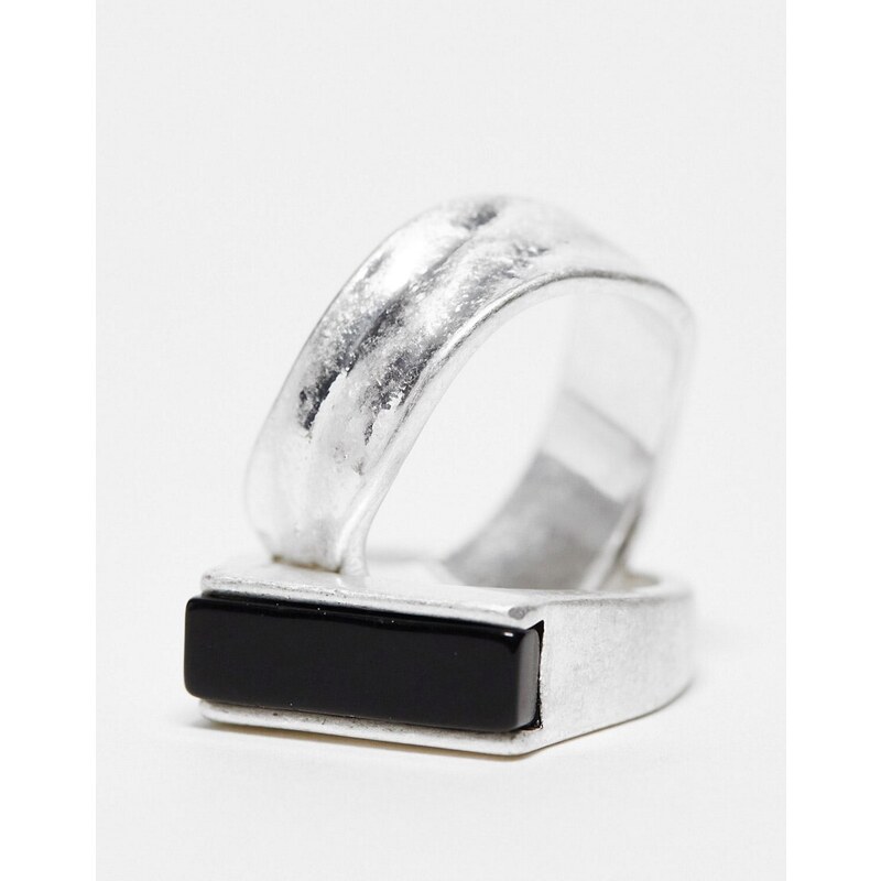 Topshop - Confezione di 3 anelli color argento con cuore