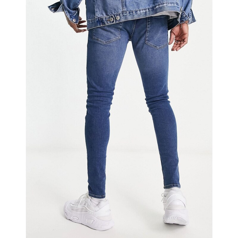 ADPT - Jeans skinny lavaggio blu medio effetto spray