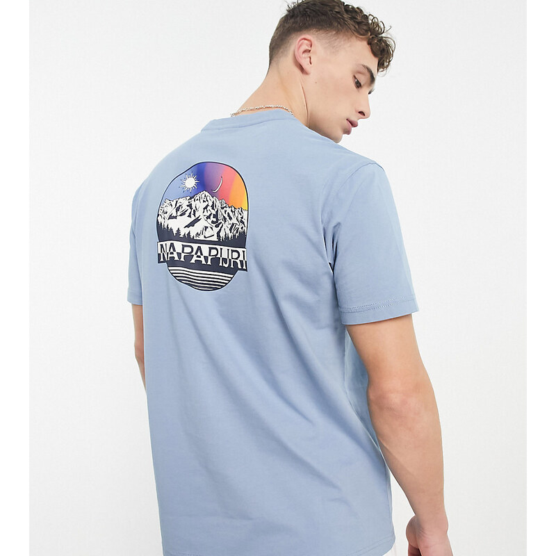 Napapijri - Quintino - T-shirt blu con stampa sul retro - In esclusiva per ASOS