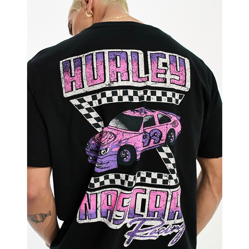 Hurley - T-shirt nera con stampa sul retro-Black