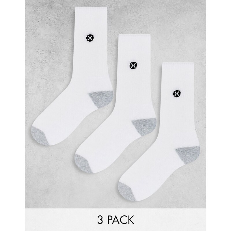 Hurley - Confezione da 3 paia di calzini bianchi-Bianco