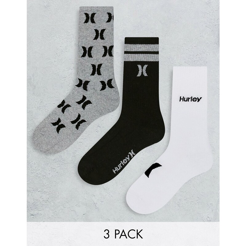 Hurley - Confezione da 3 paia di calzini multicolore-Bianco