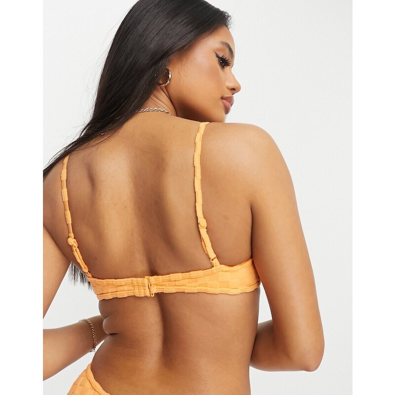 PacSun - Positano - Top bikini senza maniche in spugna arancione in coordinato