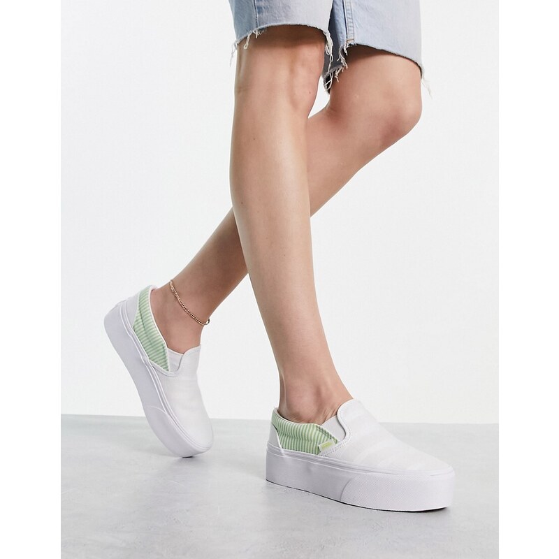 Vans - Sneakers senza lacci bianche con suola rialzata-Bianco
